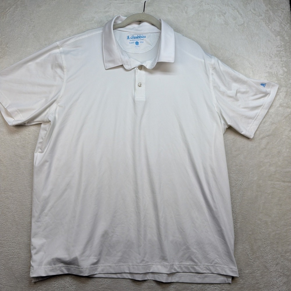 Chubbies‎ Golf Polo Shirt Men's XXL White Performance Stretch Athletic Polo